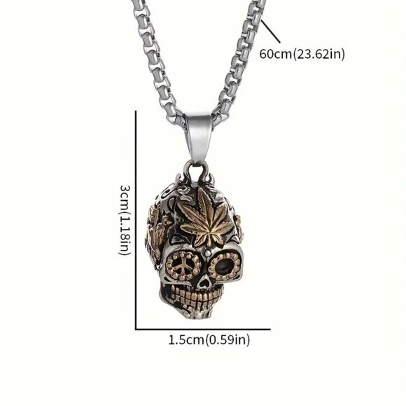 Day of the Dead Sugar Skull 420 Herb Necklace / Pendant #1453 - Picture 5 of 10